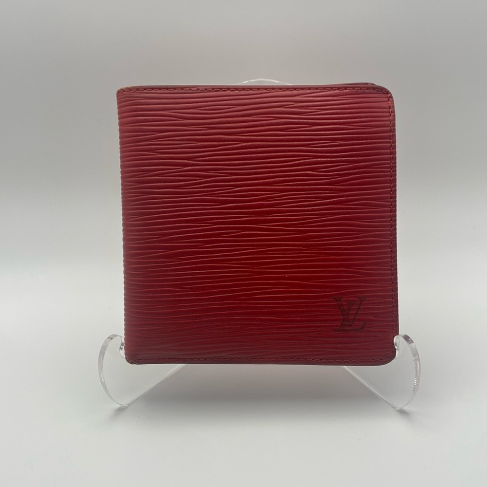 Louis Vuitton Red Leather Epi Textured Wallet